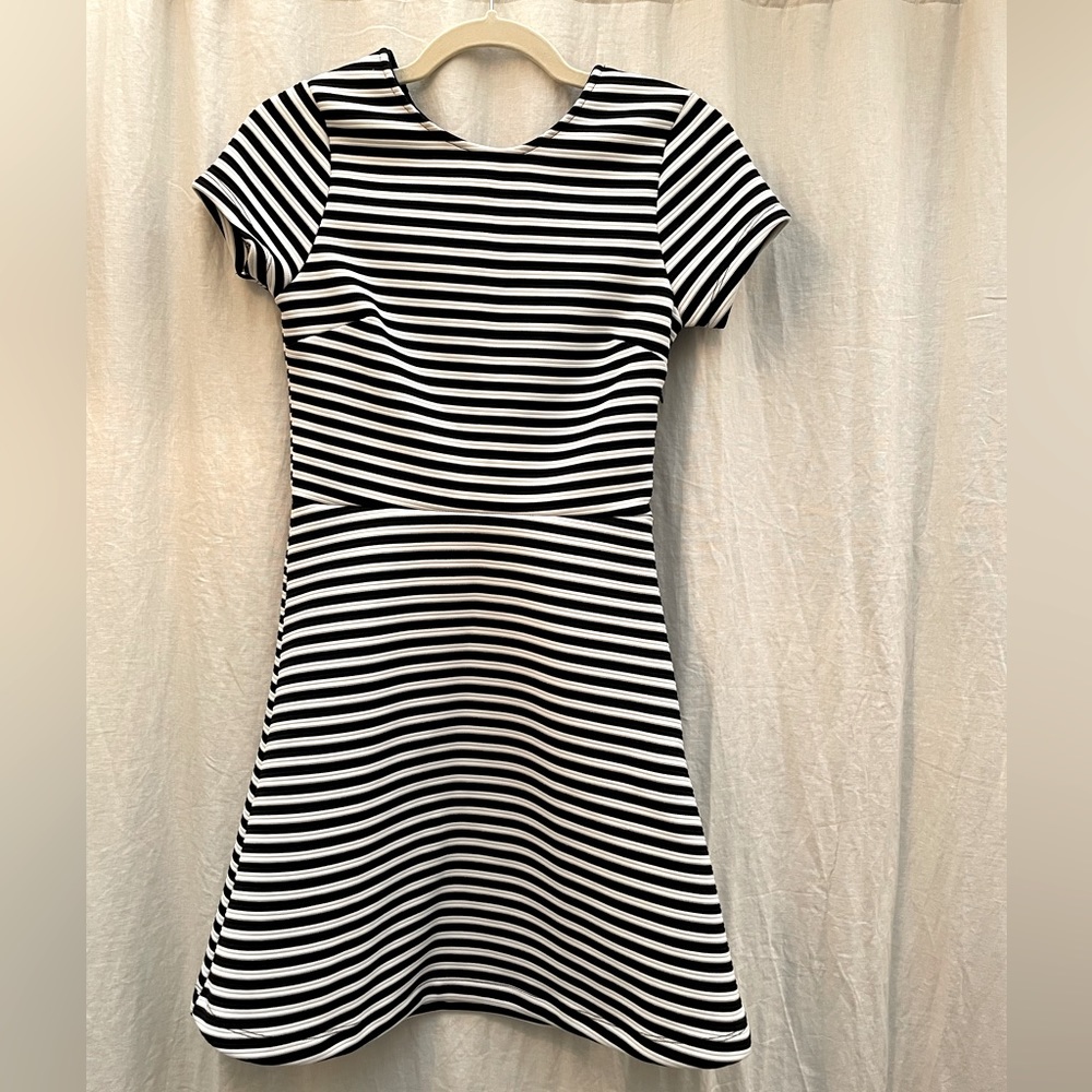 Topshop Black and White Striped Dress